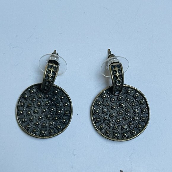 Studded Dangle Chandelier Earrings Black Modernist Boho Grunge Party 2 Pairs - Picture 4 of 7